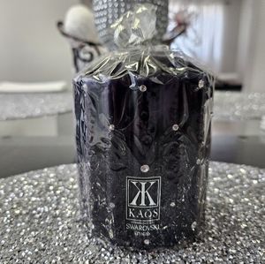 Kaos Pillar Candle Embellished with SWAROVSKI Crystals Black New